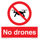 No drones with drone prohibition symbol Text: 
